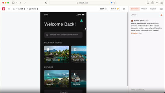 Screenshot from video showing Sketch program in use.